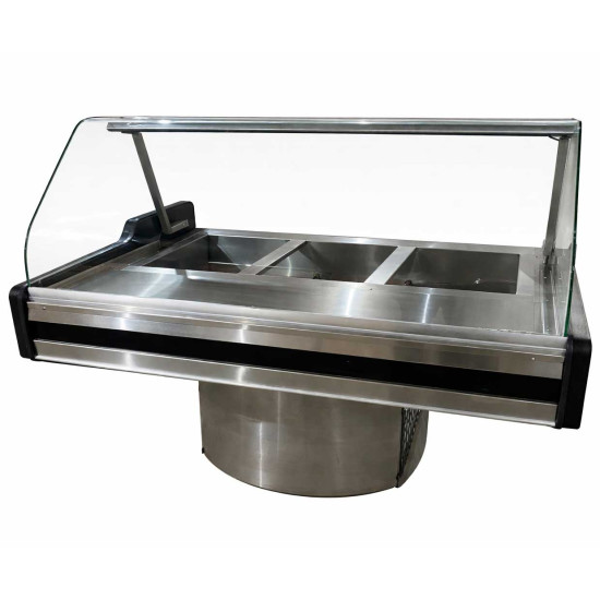 3 DIVISION CURVE GLASS BAIN MARIE S/STEEL EXT PED