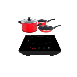 PACK 5 PIECE BLACK INDUCTION COOKER & POT SET