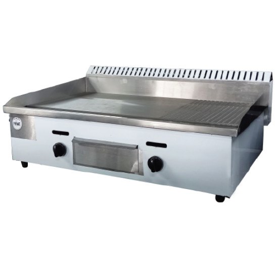 GAS GRILLER 720MM HALF FLAT / RIBBED - GCE
