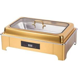 CHAFFING DISH ELEC CLEAR SINGLE GOLD 