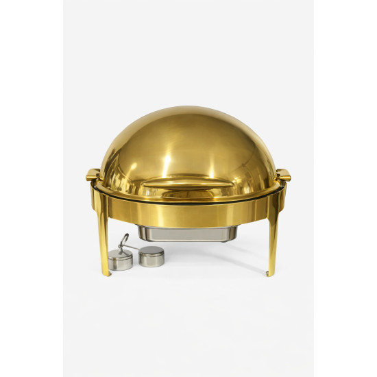 CHAFFING DISH GOLD ROUND ROLLTOP