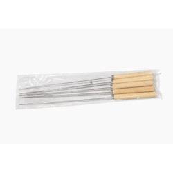 S/STEEL BARBECUE WOODEN HANDLE SKEWERS 10PCS 