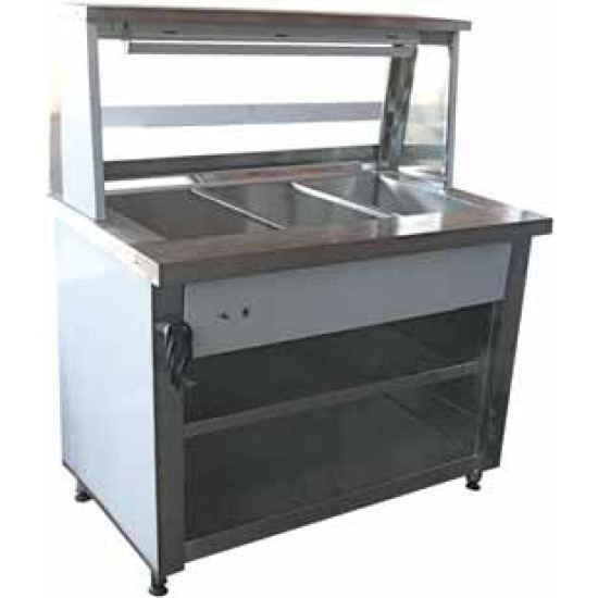 BAINMARIE 3 DIV FLOOR-S/S NO INSERTS & LIDS