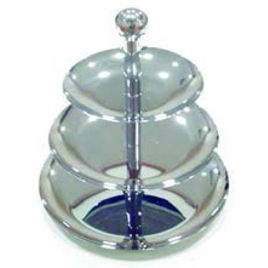 DISPLAY STAND S/STEEL - 3 TIER 266MM X 220MM X 167