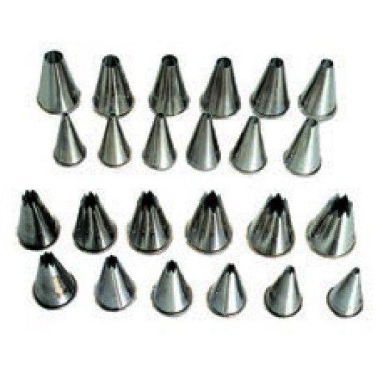 NOZZLE SET S/STEEL - PLAIN 12 PIECE