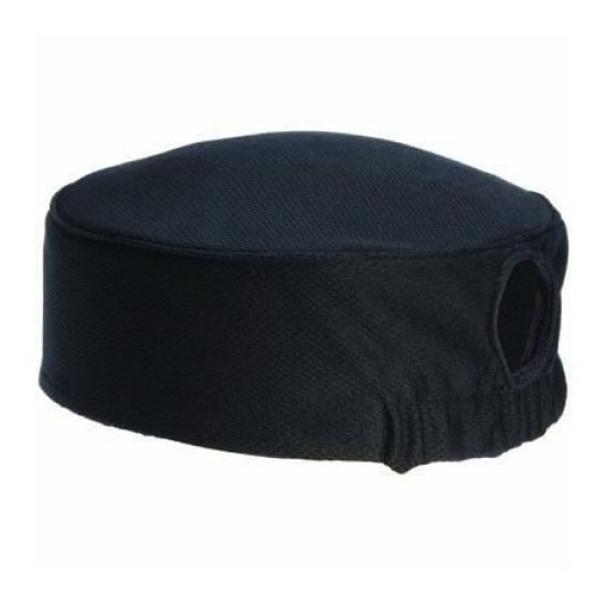 CHEFS UNIFORM - CHEFS EZI BREATHE HAT (BLACK) WITH